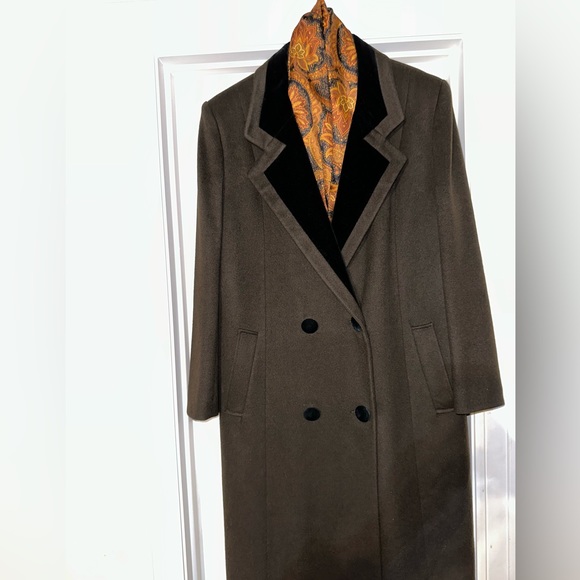 HOLLY DEB, BROWN, 100% WOOL, MEN’S DOUBLE-BREASTED DESIGNER OVERCOAT     Size: L - Picture 2 of 11